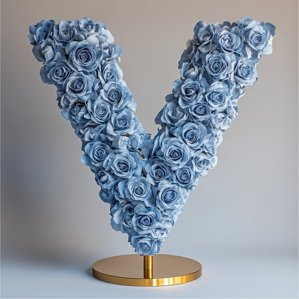 Venus Blue Rose Letter V Lamp - Imaginary Worlds