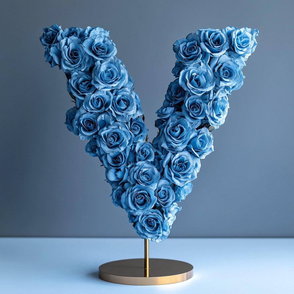 Venus Blue Rose Letter V Lamp - Imaginary Worlds