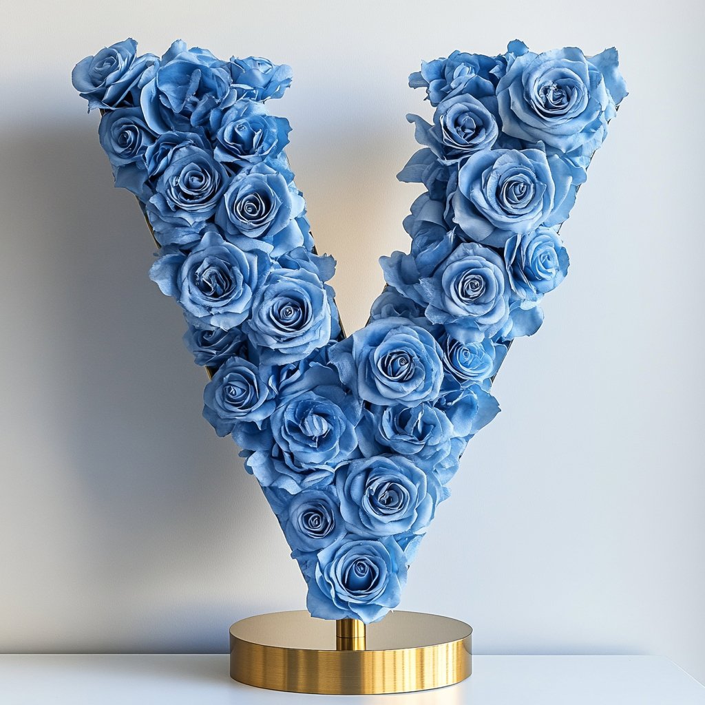 Venus Blue Rose Letter V Lamp - Imaginary Worlds