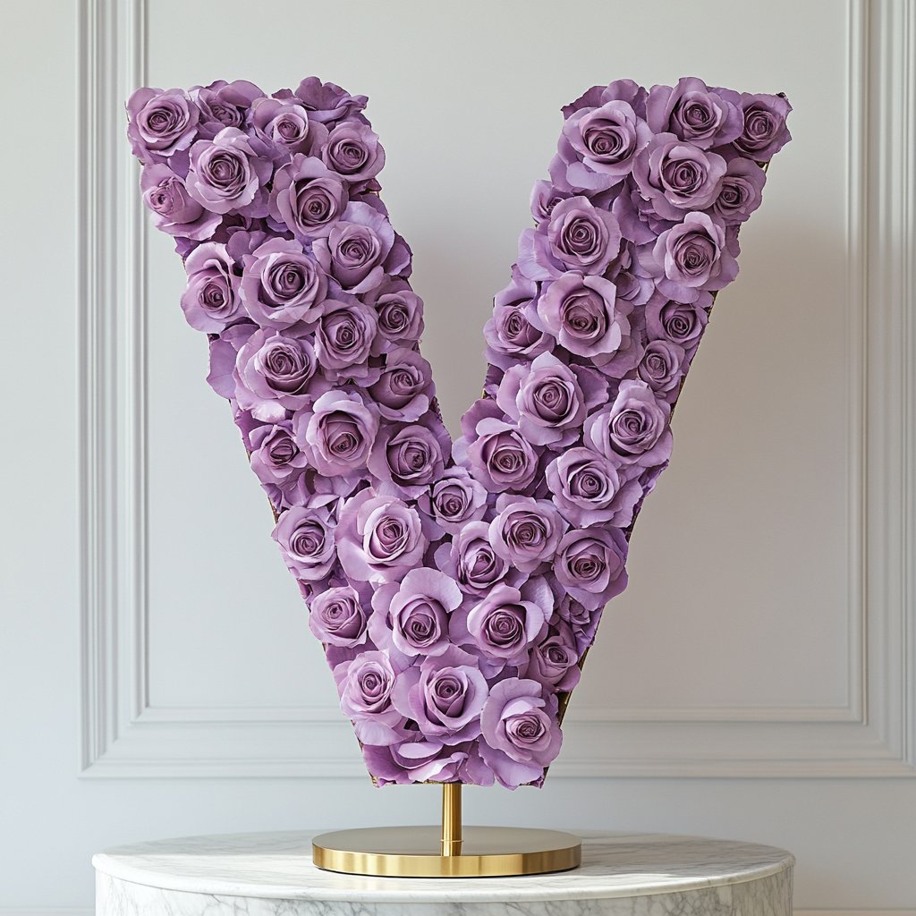 Venus Purple Rose Letter V Lamp - Imaginary Worlds