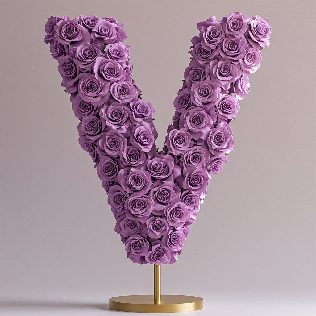 Venus Purple Rose Letter V Lamp - Imaginary Worlds