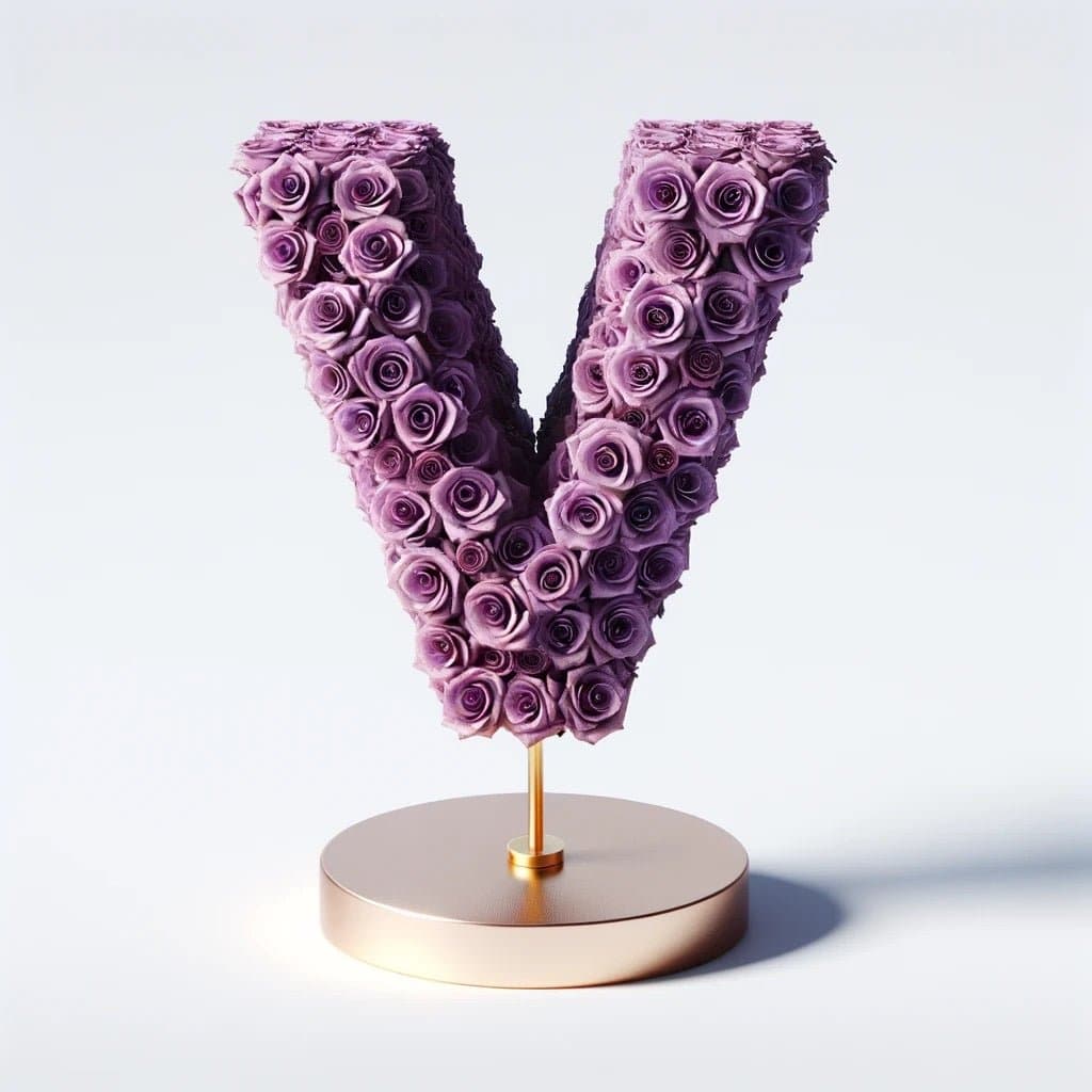 Venus Purple Rose Letter V Lamp - Imaginary Worlds