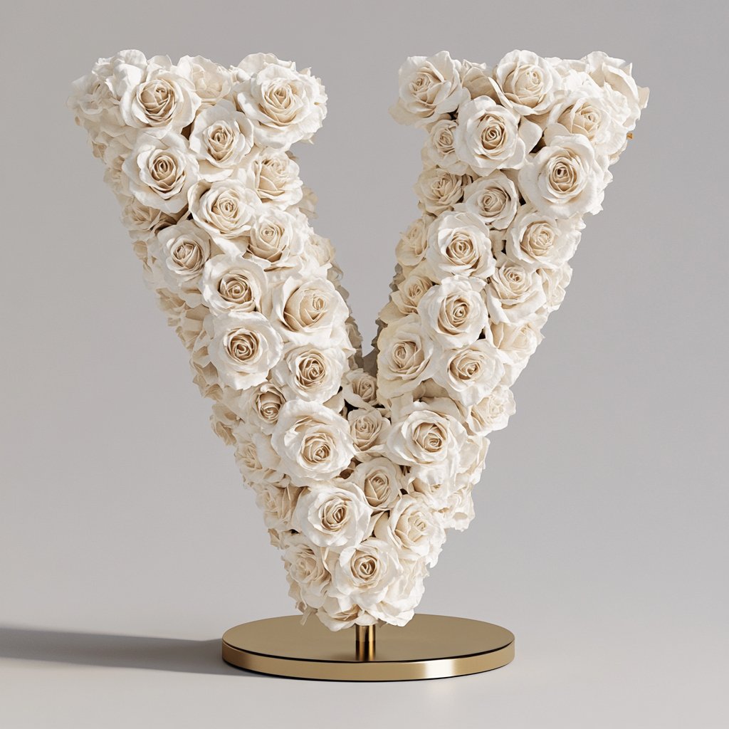 Venus White Rose Letter V Lamp - Imaginary Worlds