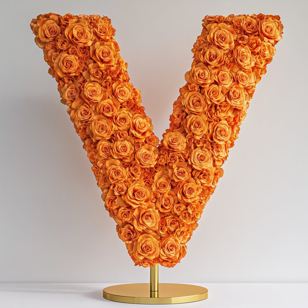 Vesta Orange Rose Letter V Lamp - Imaginary Worlds