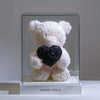 White Rose Bear with Black Roses Heart - Imaginary Worlds