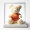 White Rose Bear with Orange Roses Heart - Imaginary Worlds