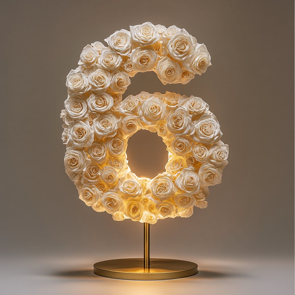 White Rose Eternal Number 6 Lamp - Imaginary Worlds