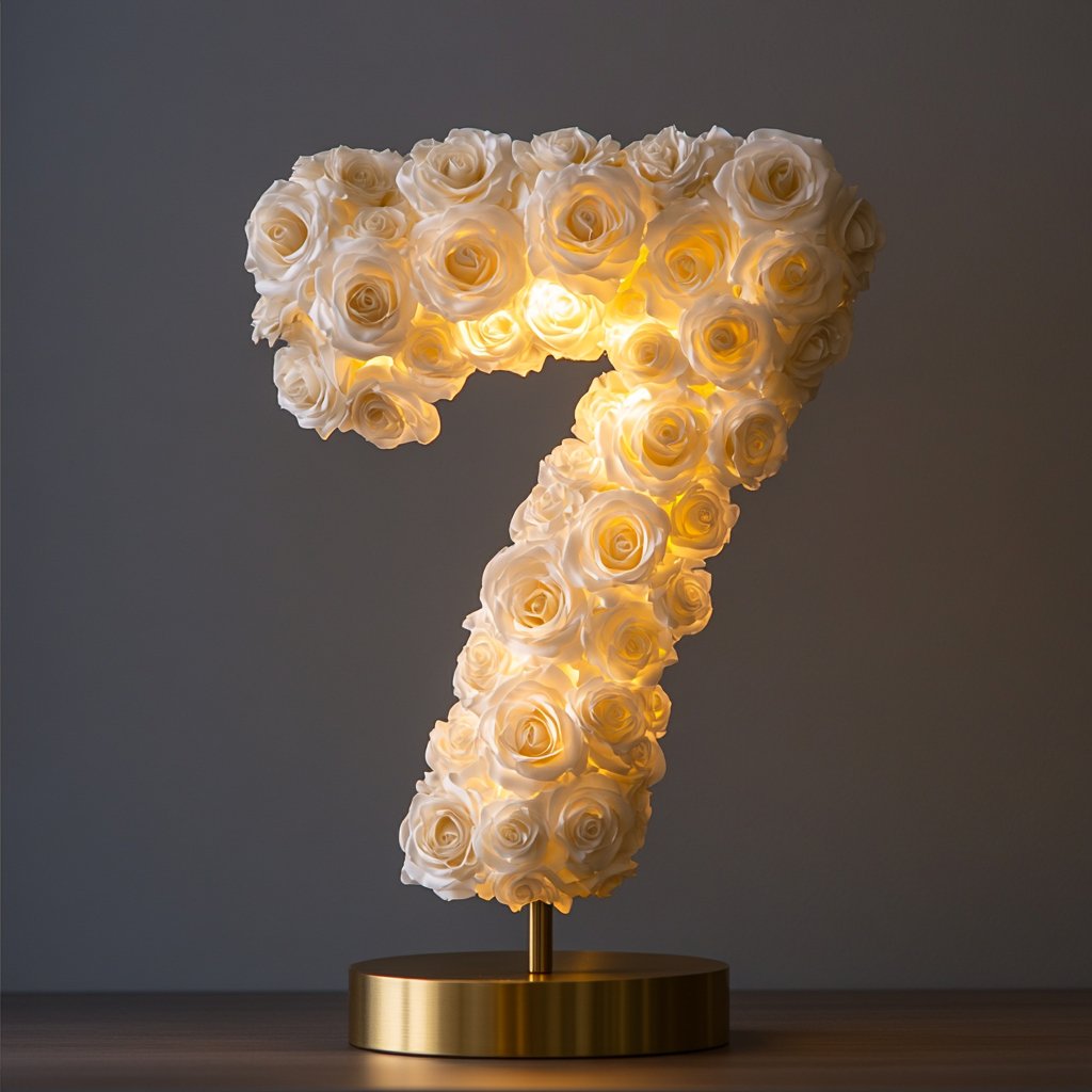 White Rose Eternal Number 7 Lamp - Imaginary Worlds