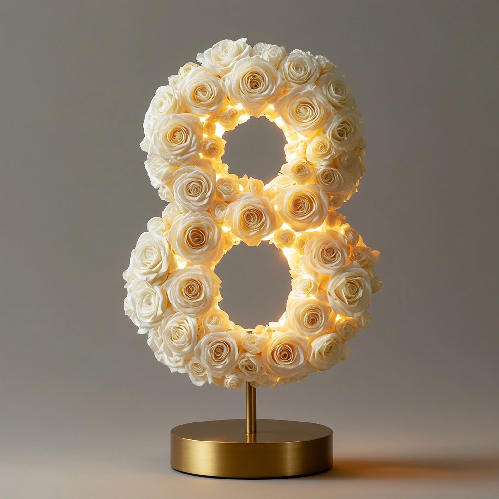 White Rose Eternal Number 8 Lamp - Imaginary Worlds