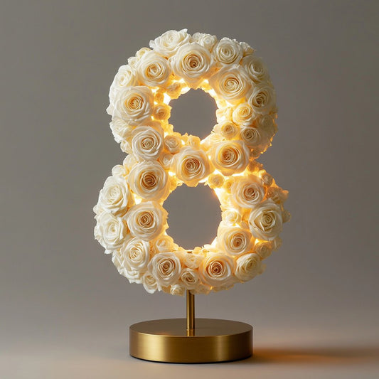 White Rose Eternal Number 8 Lamp - Imaginary Worlds