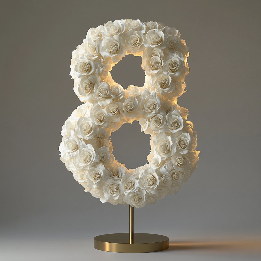 White Rose Eternal Number 8 Lamp - Imaginary Worlds