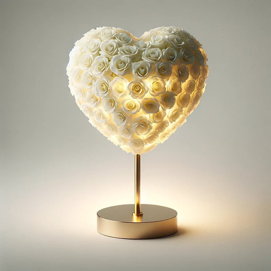 White Rose Heart Lamp - Imaginary Worlds