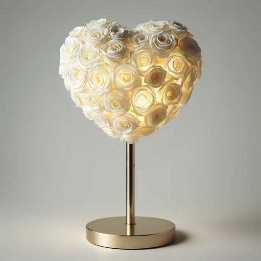 White Rose Heart Lamp - Imaginary Worlds