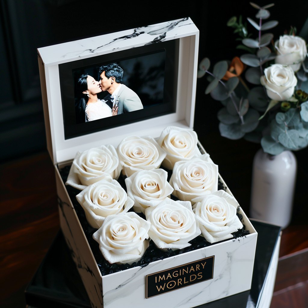 White Roses Forever Multimedia Keepsake Box - Imaginary Worlds