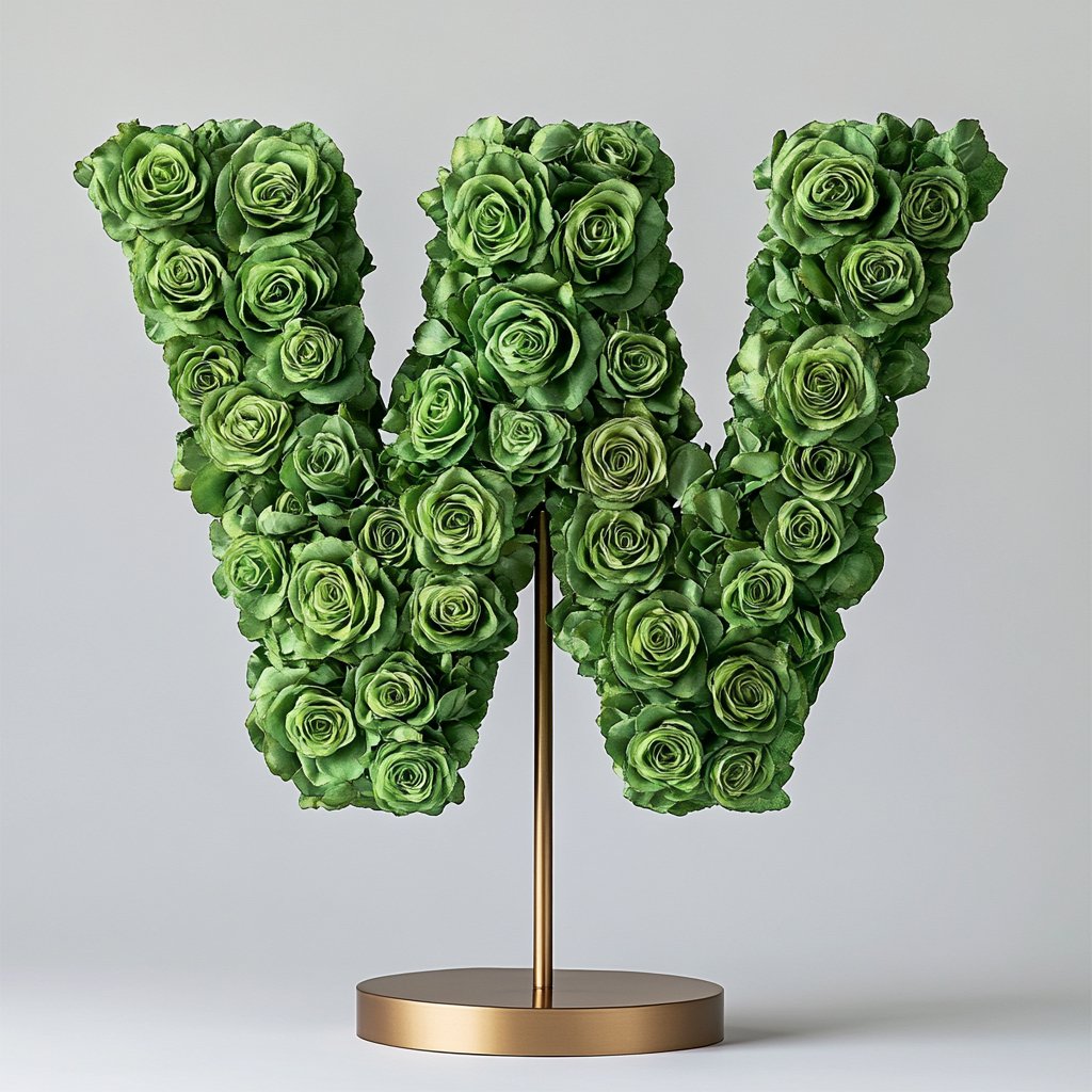 Winds Green Rose Letter W Lamp - Imaginary Worlds