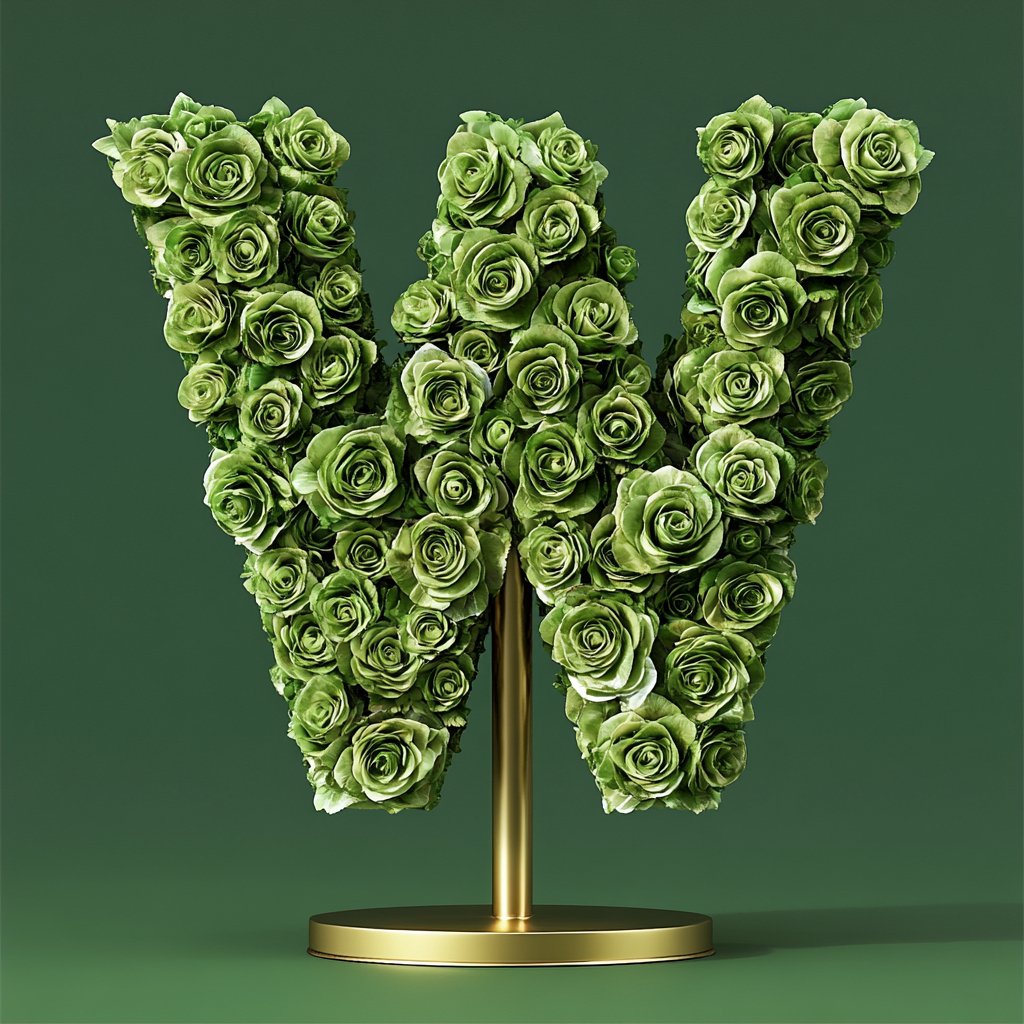 Winds Green Rose Letter W Lamp - Imaginary Worlds