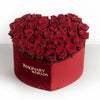 Wine Red Forever Roses in Heart - Shaped Velvet Box - Imaginary Worlds