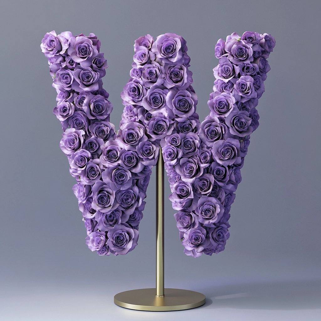 Wisteria Purple Rose Letter W Lamp - Imaginary Worlds