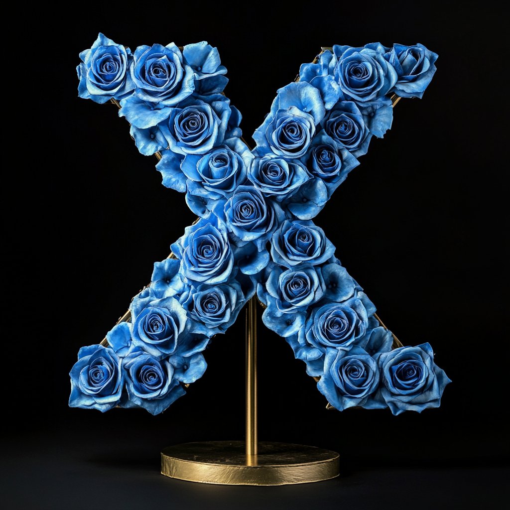 Xanthe Blue Rose Letter X Lamp - Imaginary Worlds