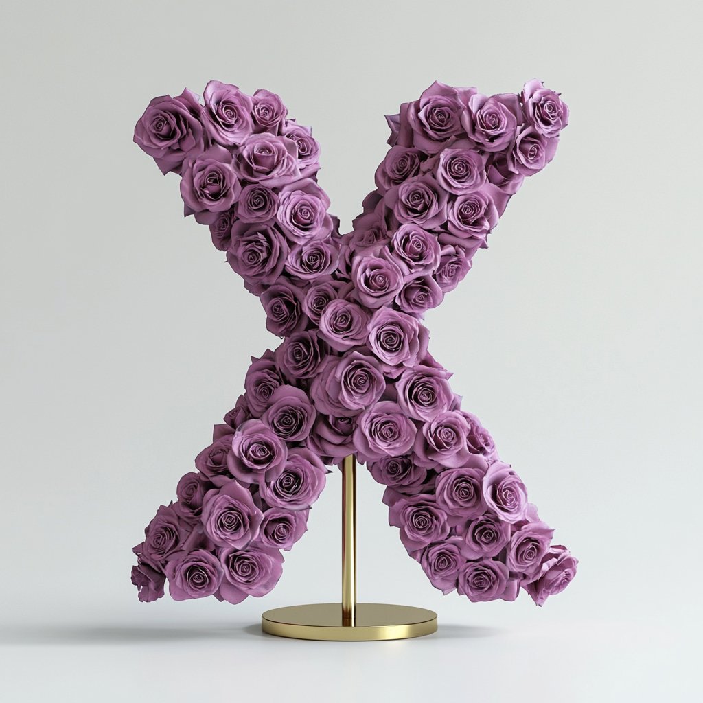 Xanthe Purple Rose Letter X Lamp - Imaginary Worlds