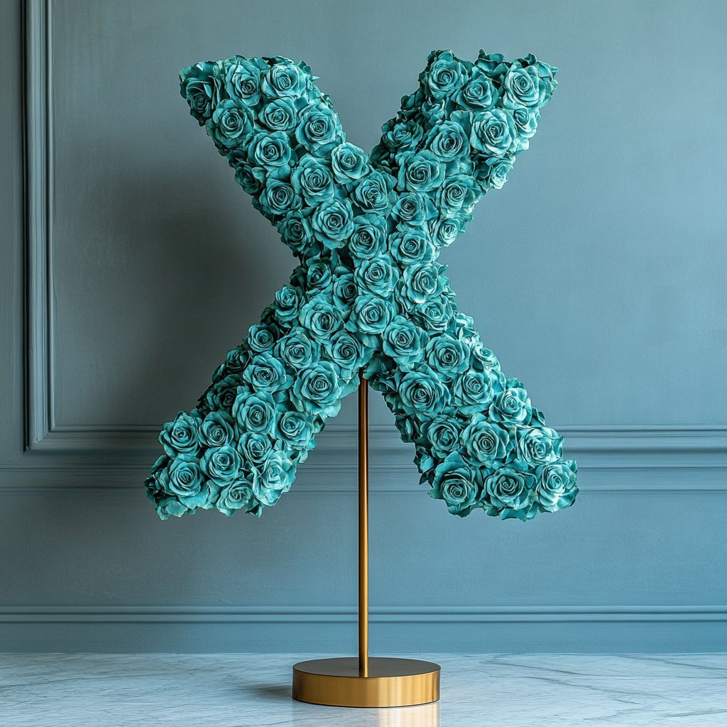 Xanthe Teal Rose Letter X Lamp - Imaginary Worlds