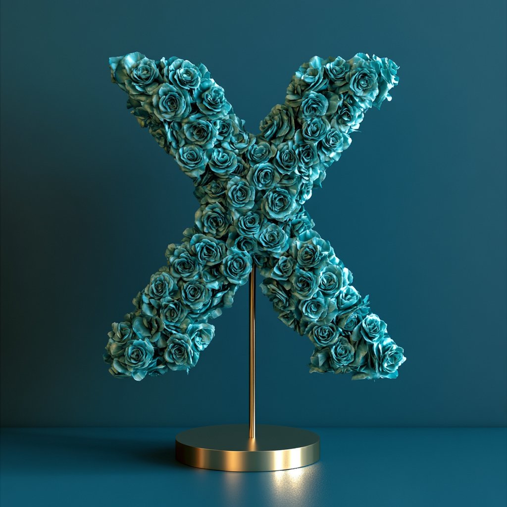 Xanthe Teal Rose Letter X Lamp - Imaginary Worlds