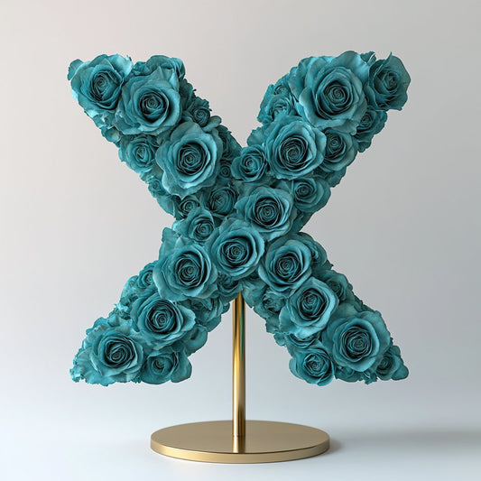 Xanthe Teal Rose Letter X Lamp - Imaginary Worlds