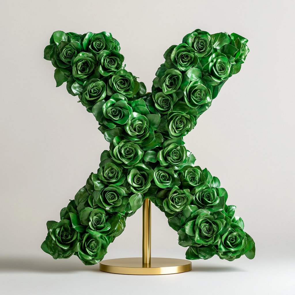 Xanthos Green Rose Letter X Lamp - Imaginary Worlds