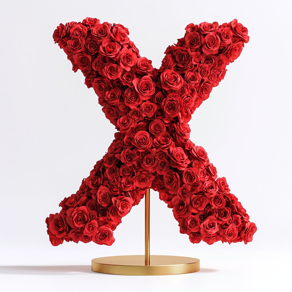 Xanthos Red Rose Letter X Lamp - Imaginary Worlds