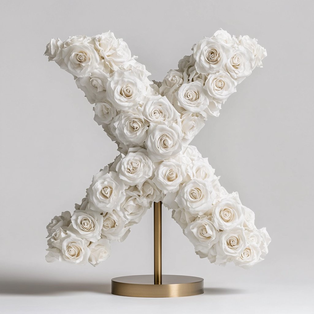 Xanthos White Rose Letter X Lamp - Imaginary Worlds