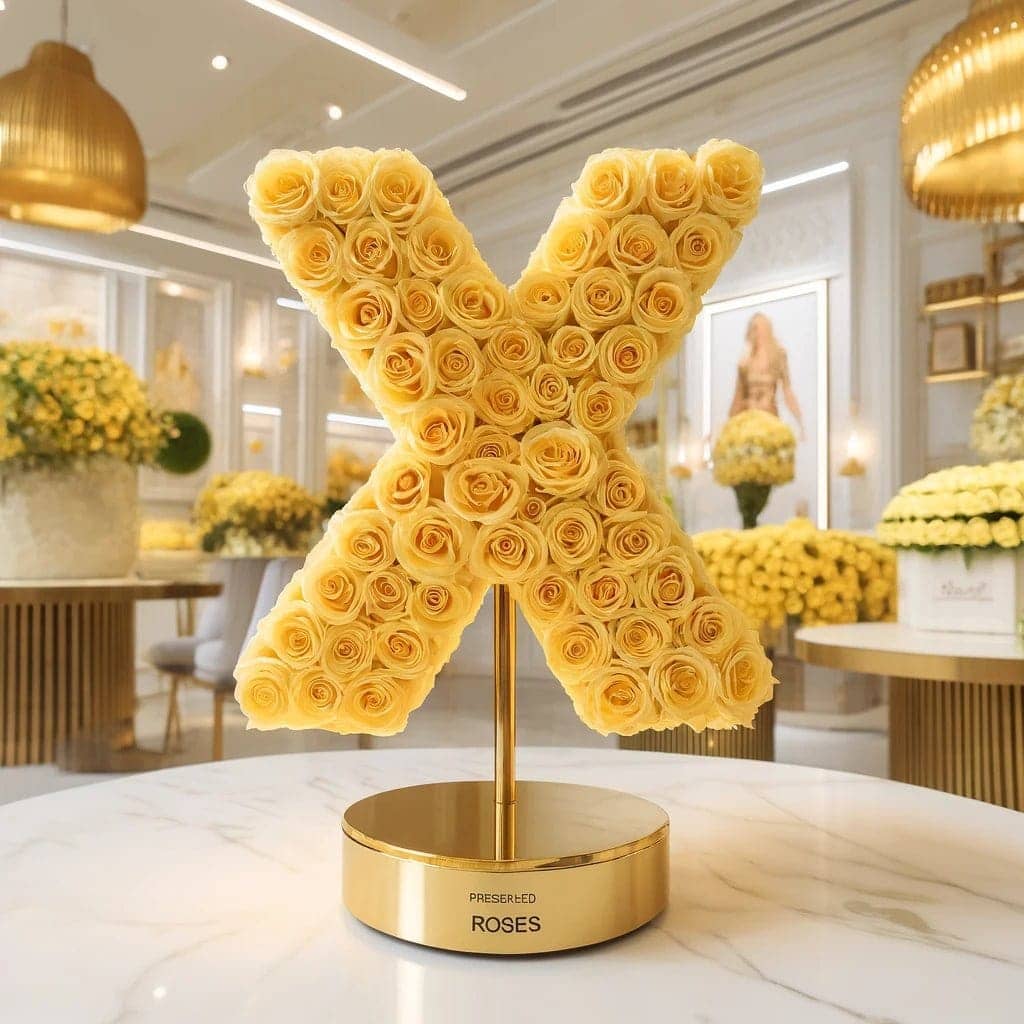 Xenophon Yellow Rose Letter X Lamp - Imaginary Worlds