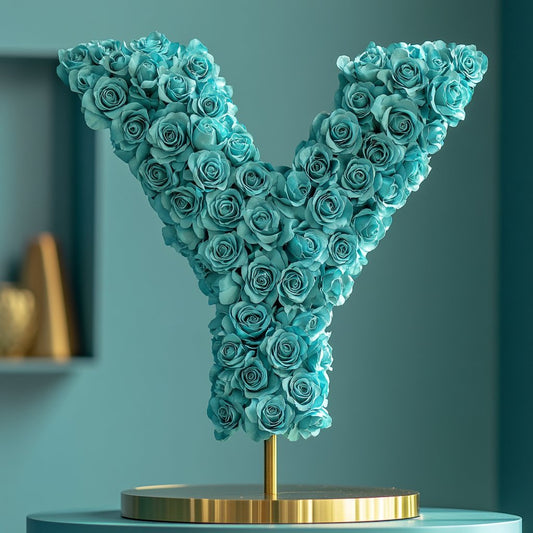 Yara Teal Rose Letter Y Lamp - Imaginary Worlds