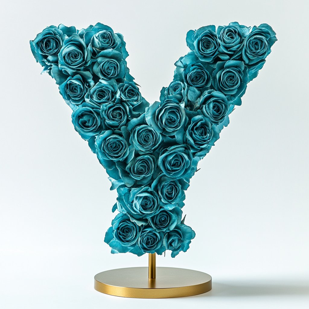 Yara Teal Rose Letter Y Lamp - Imaginary Worlds