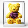 Yellow Rose Bear with Royal Purple Roses Heart - Imaginary Worlds