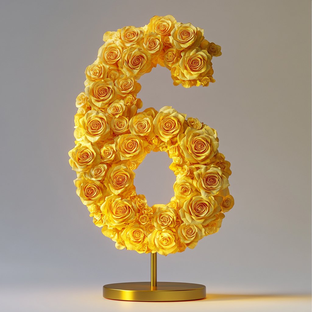 Yellow Rose Eternal Number 6 Lamp - Imaginary Worlds