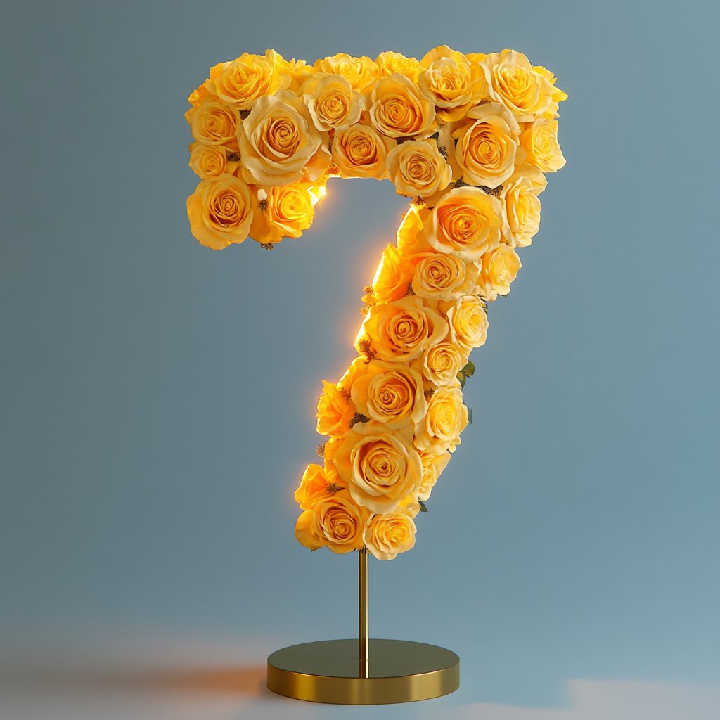 Yellow Rose Eternal Number 7 Lamp - Imaginary Worlds