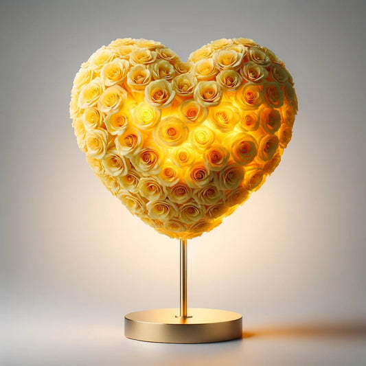 Yellow Rose Heart Lamp - Imaginary Worlds