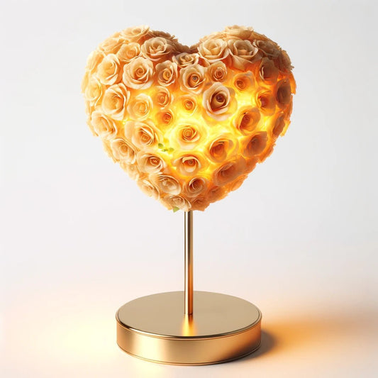 Yellow Rose Heart Lamp - Imaginary Worlds