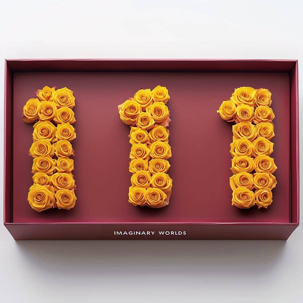 Yellow Roses 111 Rose Box - Imaginary Worlds