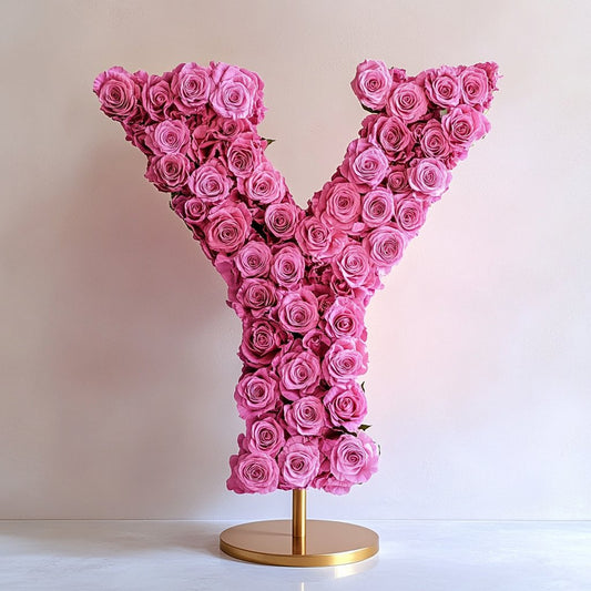 Ygraine Pink Rose Letter Y Lamp - Imaginary Worlds