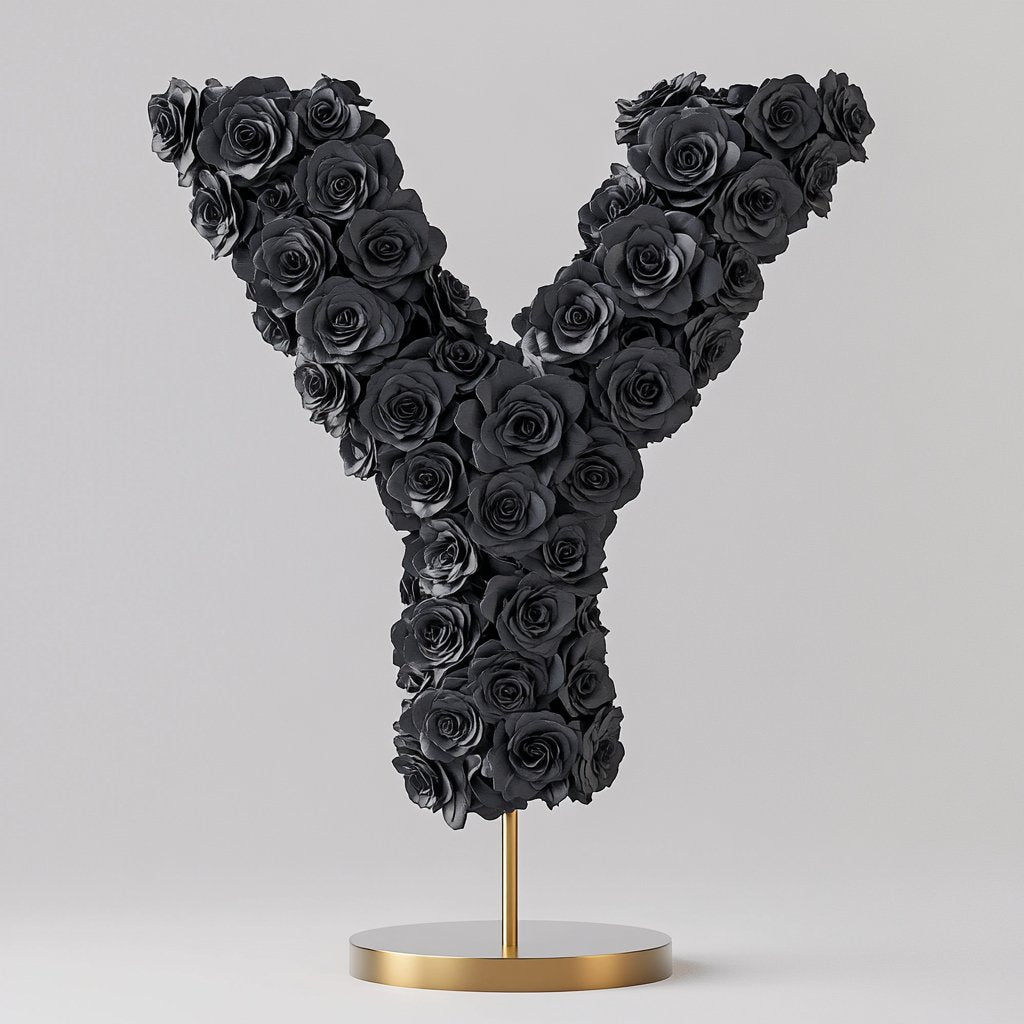 Ymir Black Rose Letter Y Lamp - Imaginary Worlds