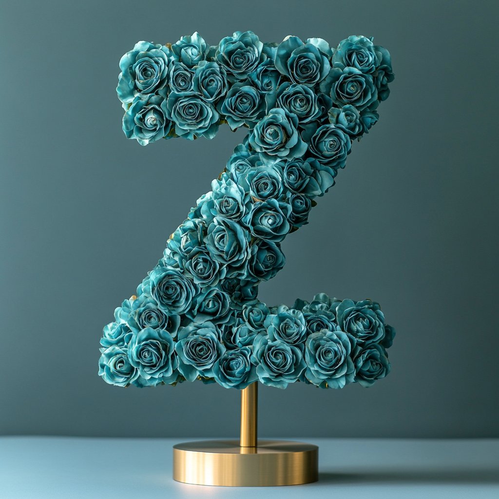 Zephyr Teal Rose Letter Z Lamp - Imaginary Worlds