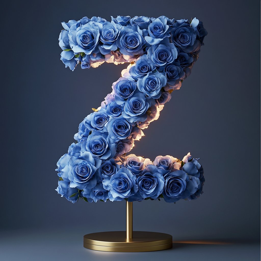 Zeus Blue Rose Letter Z Lamp - Imaginary Worlds