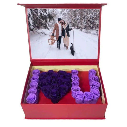 34 Mini Forever Roses Box with Photos - Imaginary Worlds