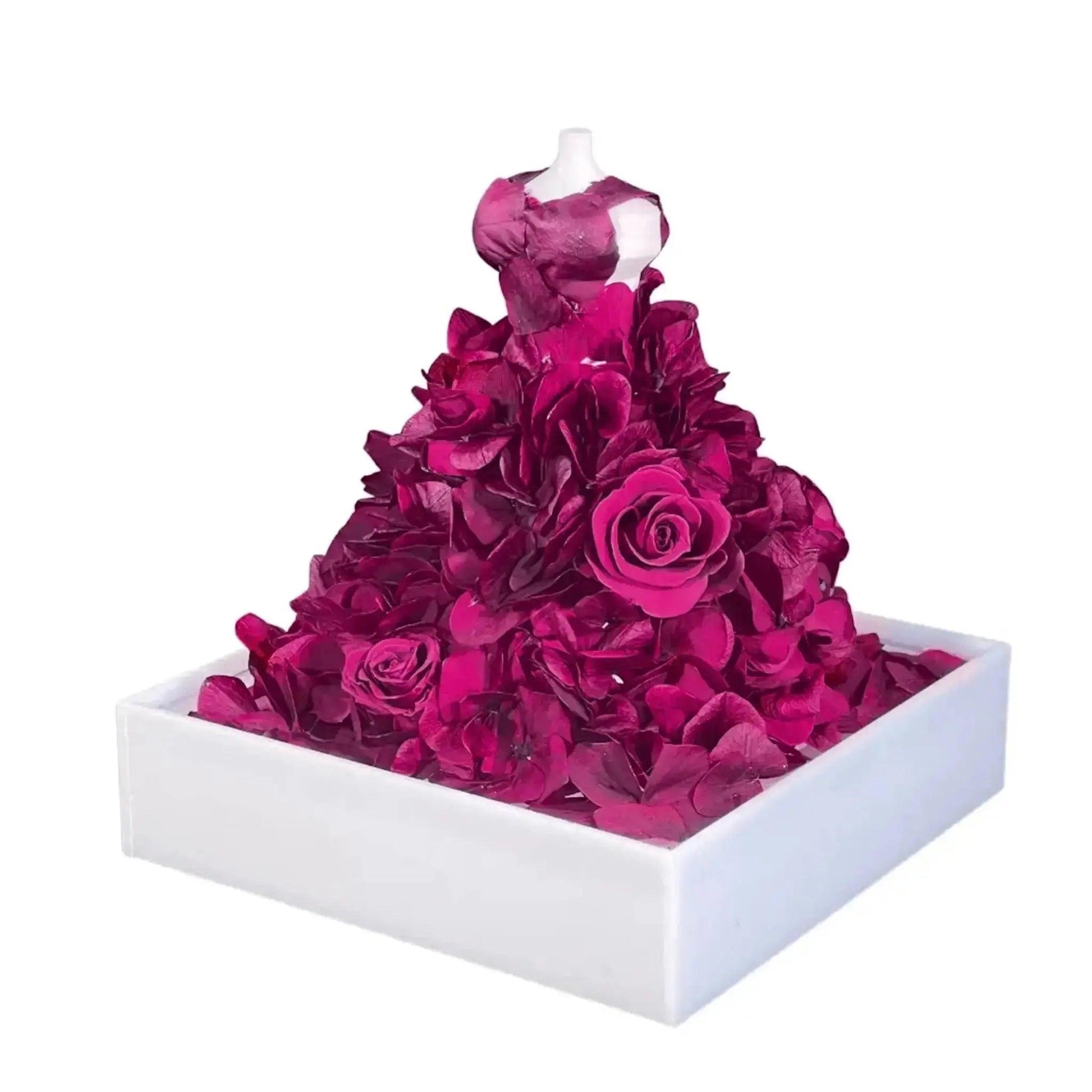 Hydrangea Elegance: Miniature Red Floral Dress - Imaginary Worlds