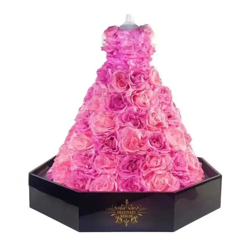 Pink and Purple Rose Enchantment: Floral Dress Masterpiece - Imaginary Worlds