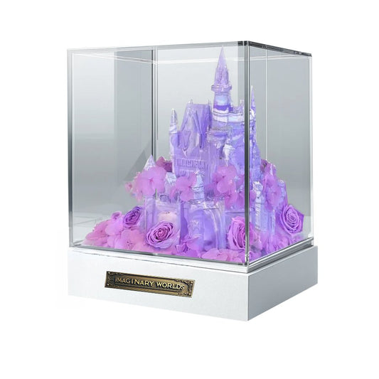 Purple Roses Castle: Enchanted Floral Art Masterpiece - Imaginary Worlds