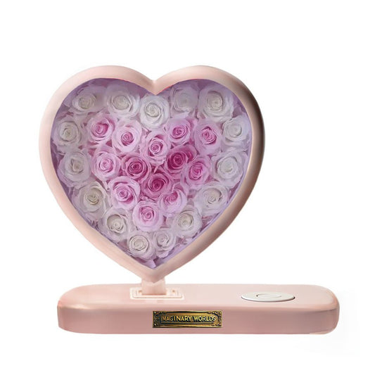 Tricolor Pink Flowers Forever Rose Lamp with Bluetooth Speaker - Imaginary Worlds